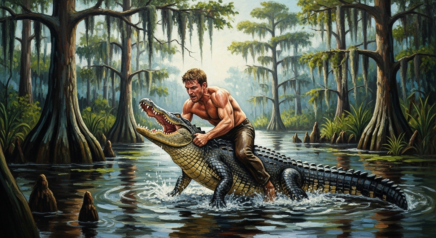 Lord Bayou dominating an alligator